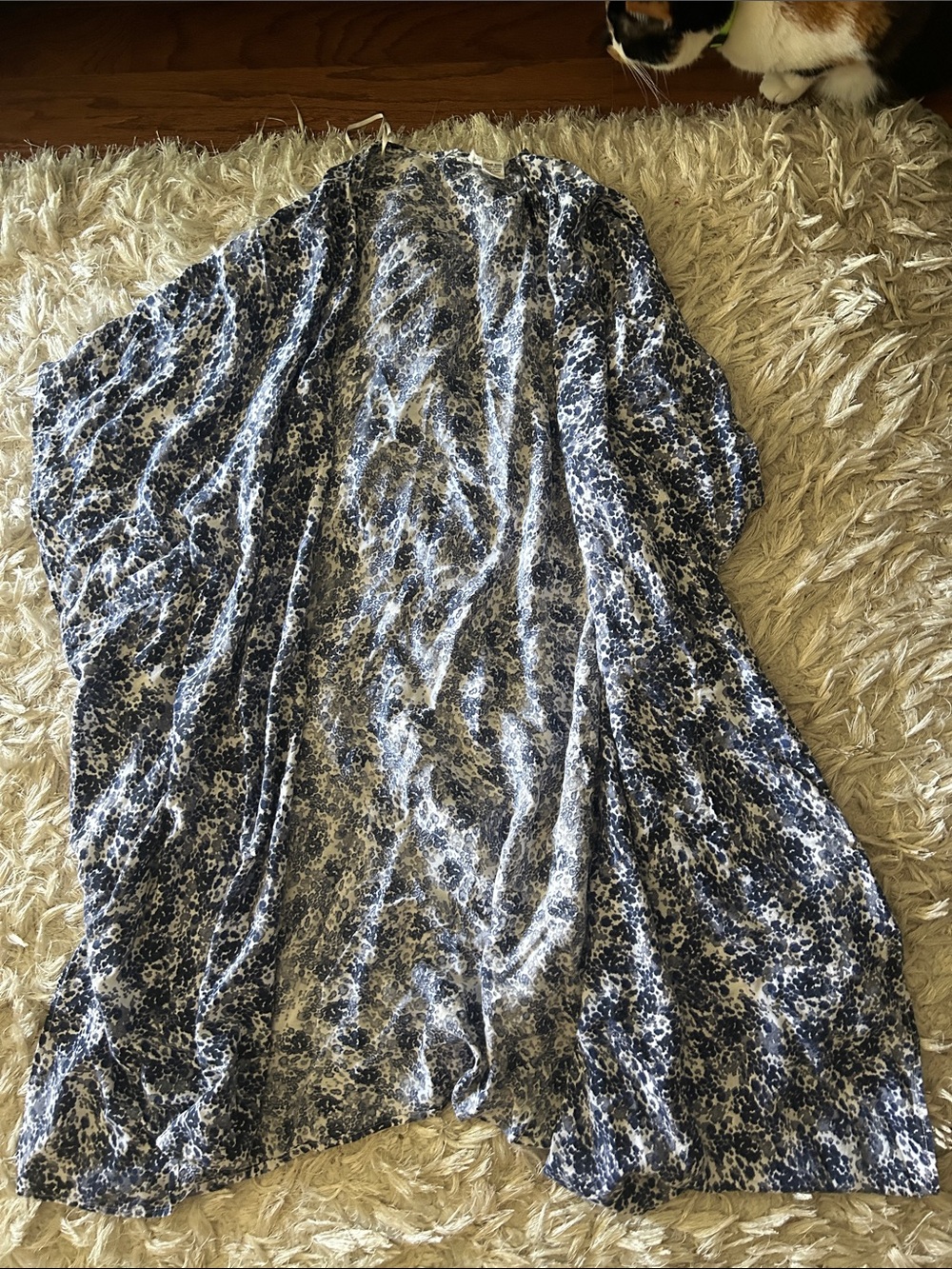 Blue Floral Sheer Kimono Robe - Women Intimates & Sleepwear